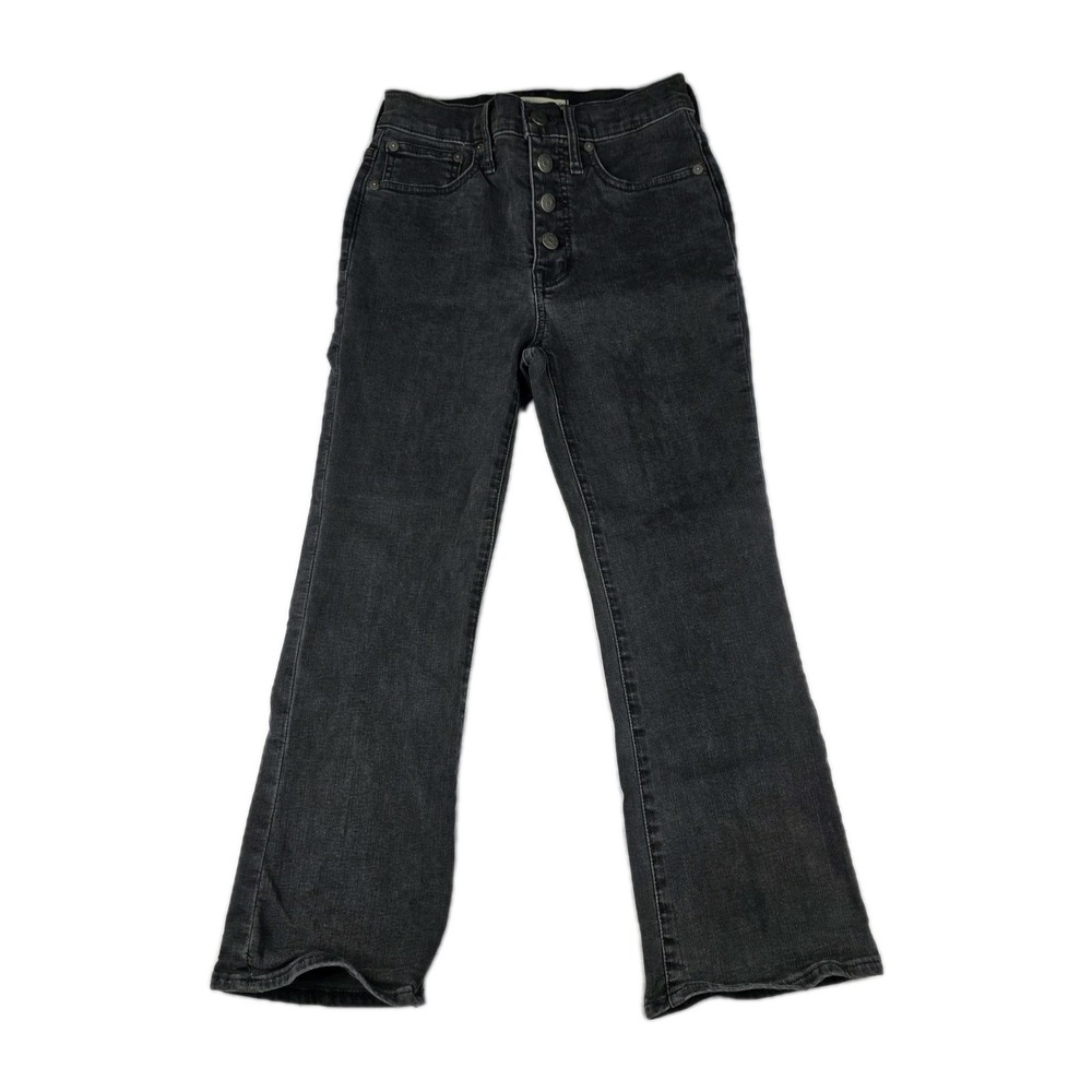 Madewell Jeans Womens Size 25P Cali Demi-Boot Button‎ Fly Black Wash Denim Pants